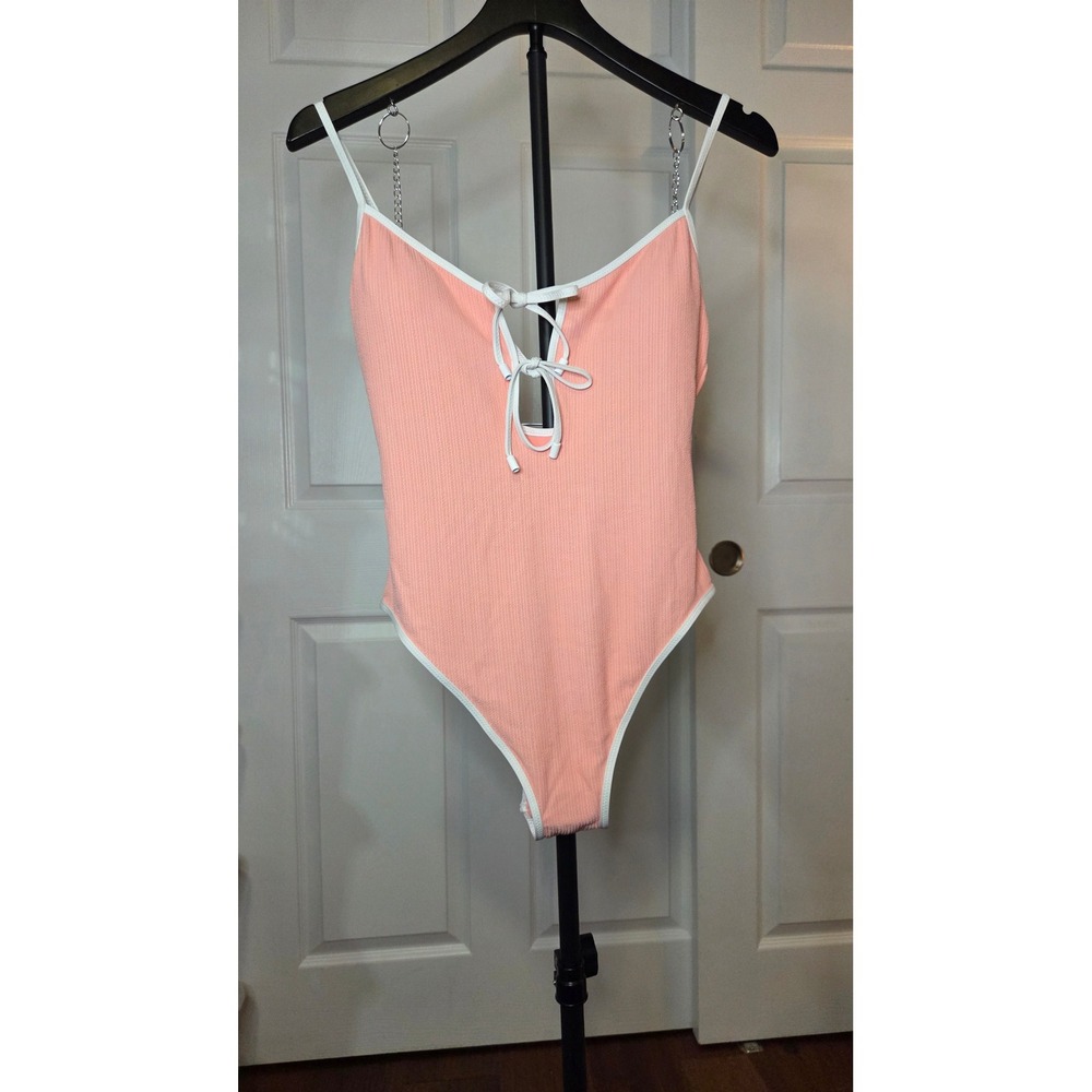 Sanctuary Women Cherry Blossom Pink Lace Up One Piece Swimsuit SASC25226 Size M